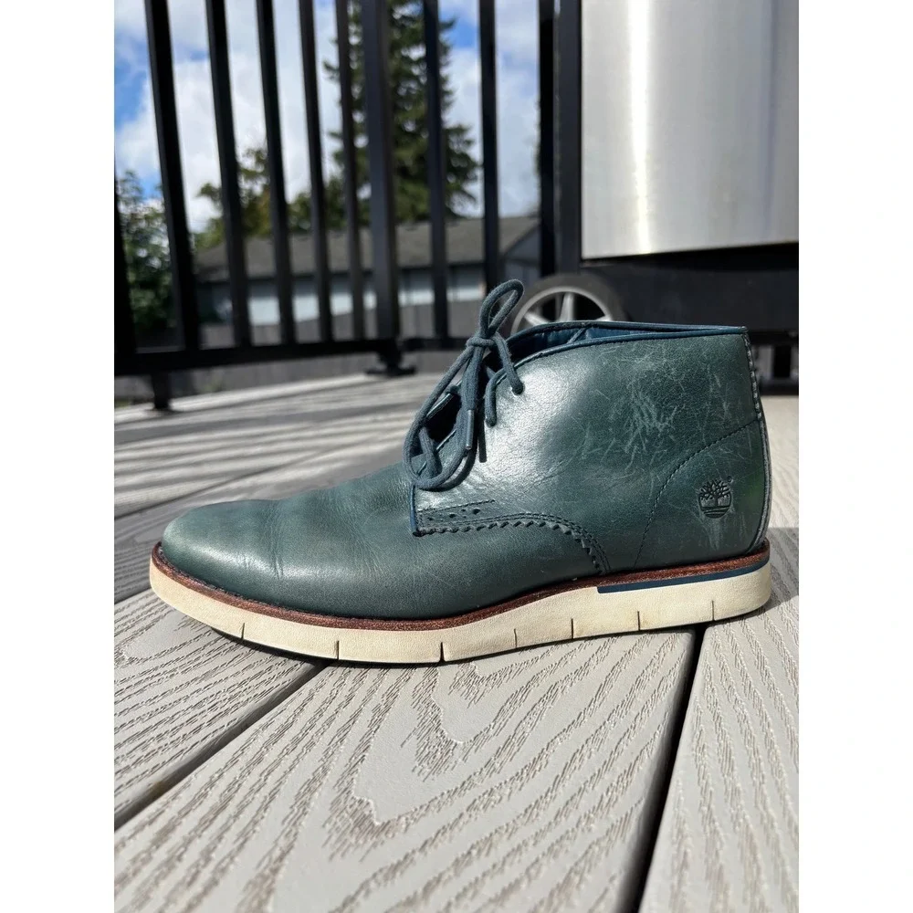 Timberland‎ Men's Chukka Boots Blue Leather Casual Ankle A155J Size 7